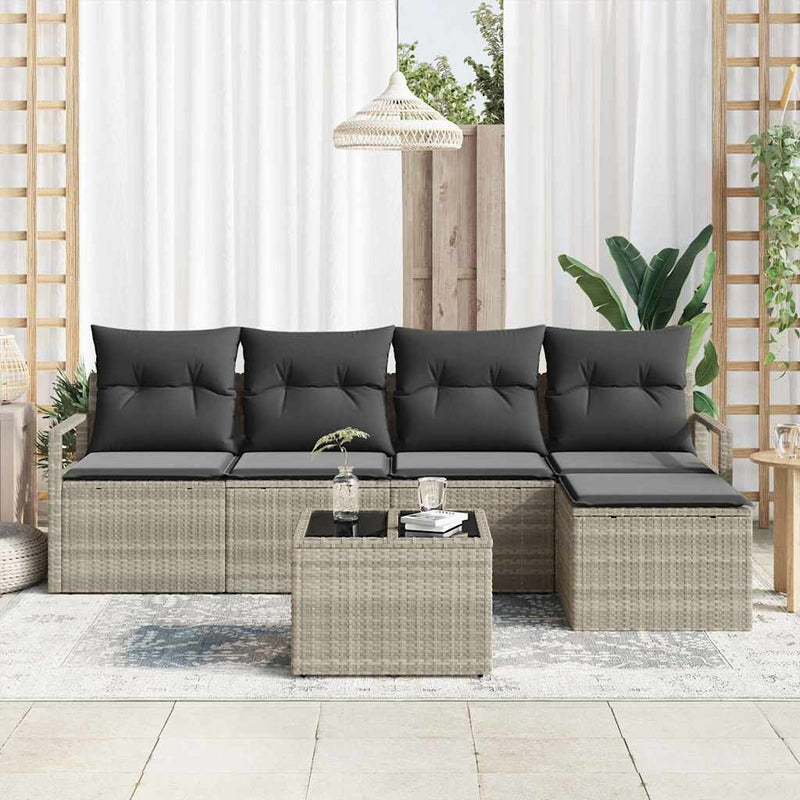 Set de canapea 6 buc. Gri deschis poliratan