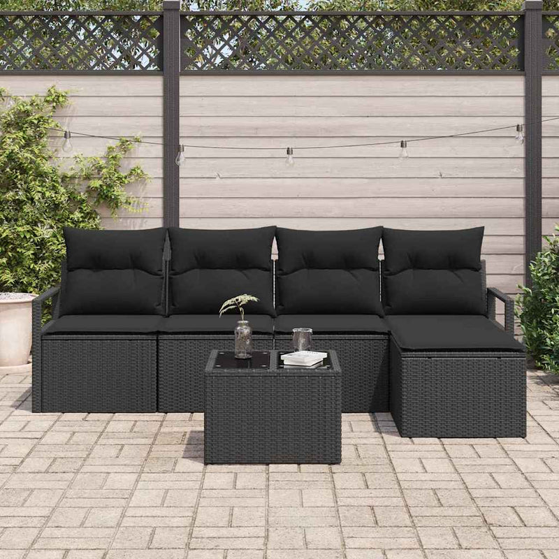 Set de canapea 6 buc. Negru poliratan