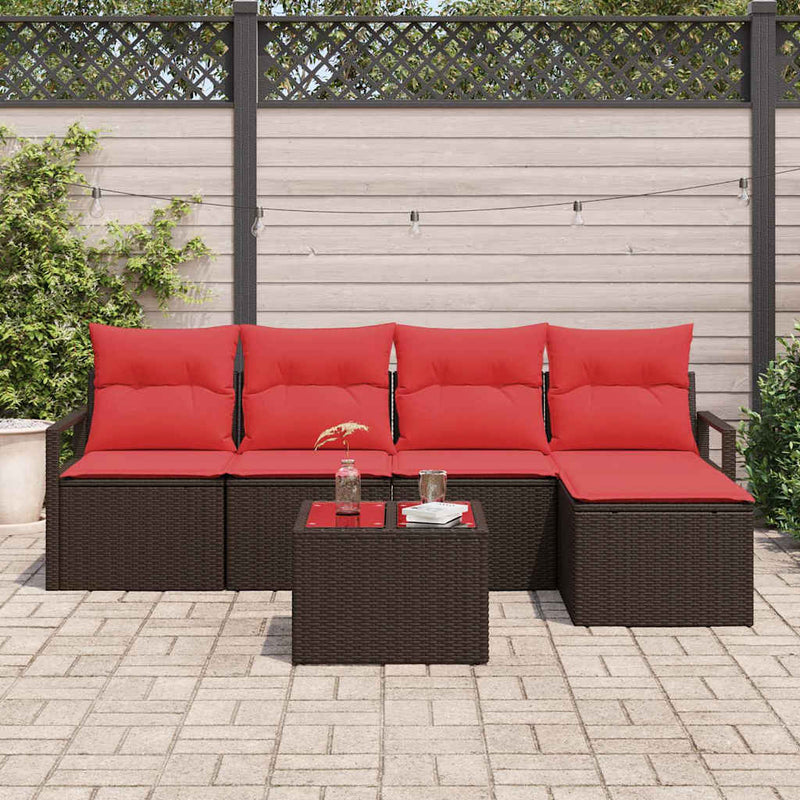 Set de canapea cu pernă 6 pcs Maro poliratan