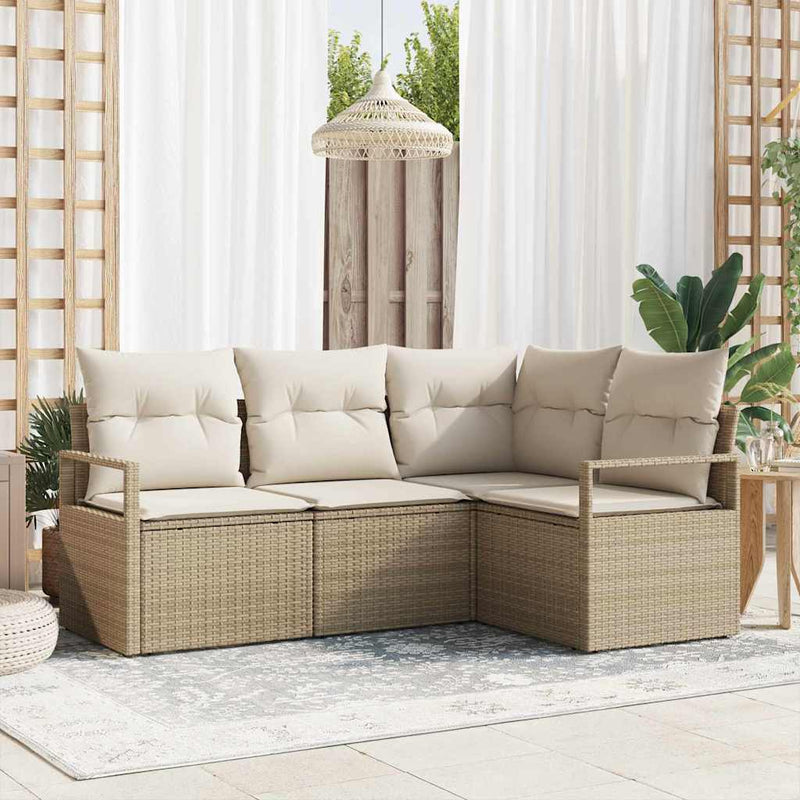 Set de canapea 4 pcs Bej poliratan