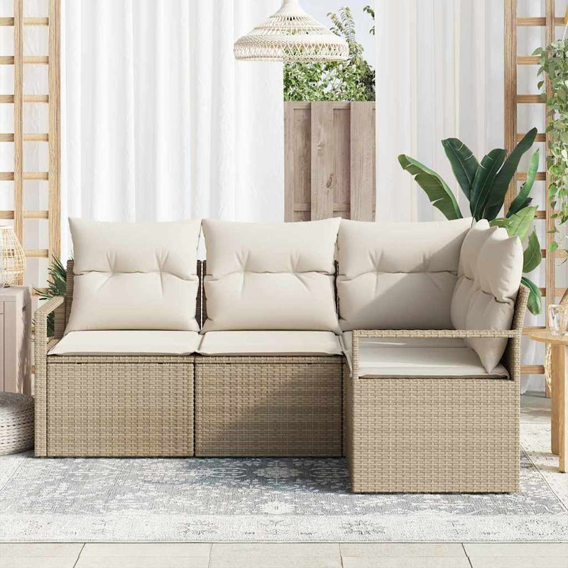 Set de canapea 4 pcs Bej poliratan