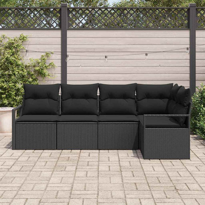 Set de canapea 5 buc. Negru poliratan