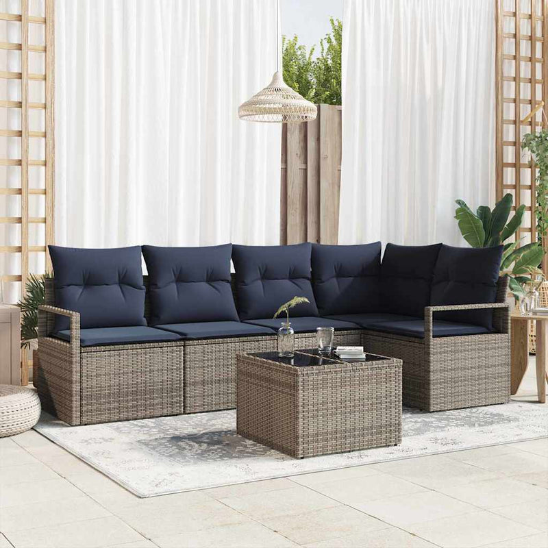 Set de canapea 6 pcs Gri poliratan