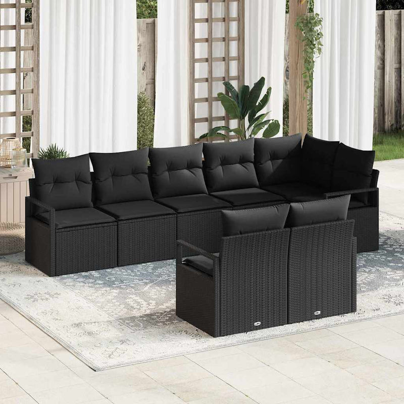 Set de canapea 8 buc. Negru poliratan
