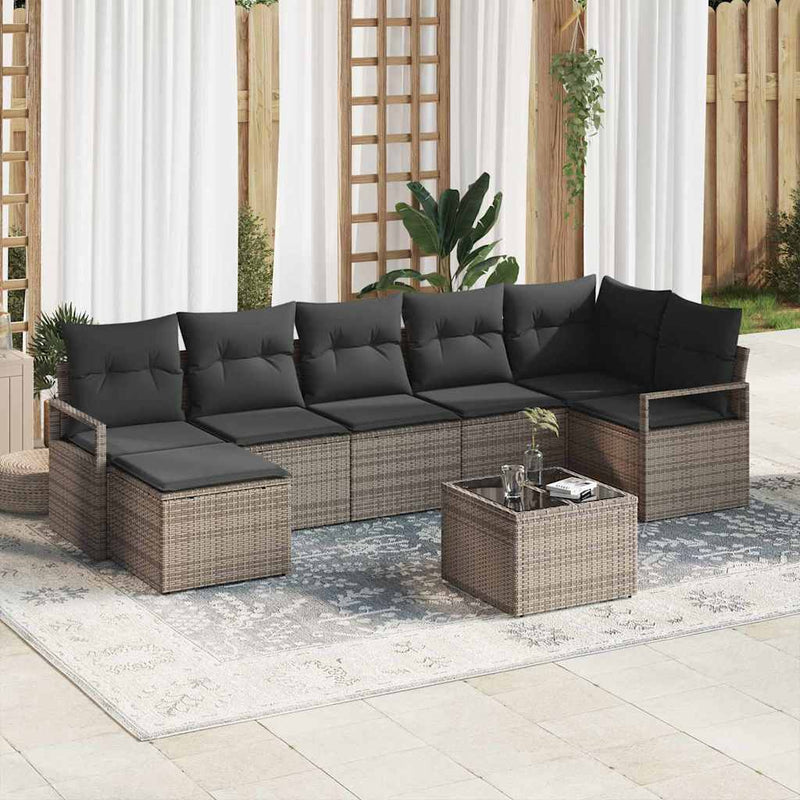 Set de canapea 8 buc. Gri poliratan