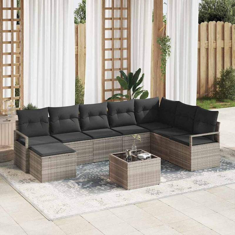 Set de canapea 8 buc. Gri deschis poliratan