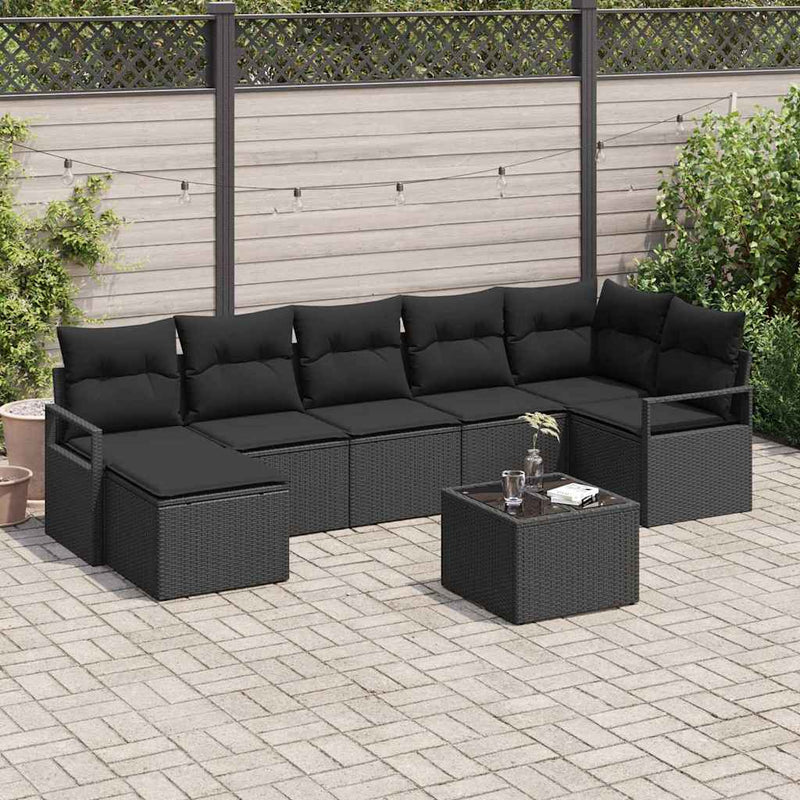 Set de canapea 8 buc. Negru poliratan