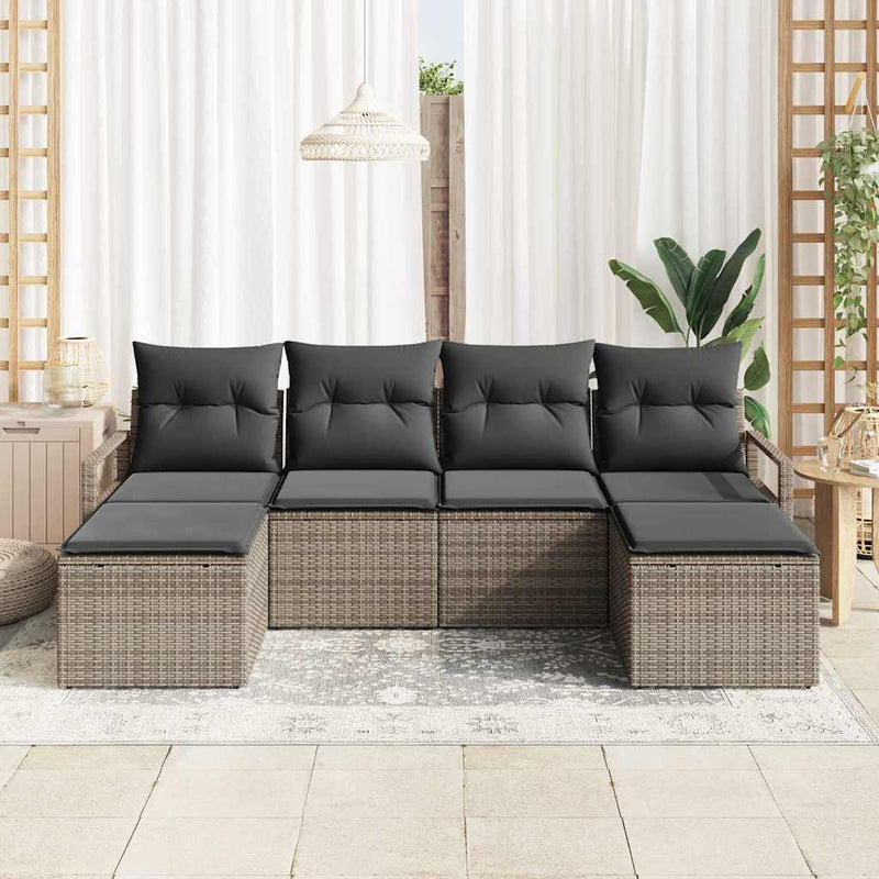 Set de canapea 6 buc. Gri poliratan