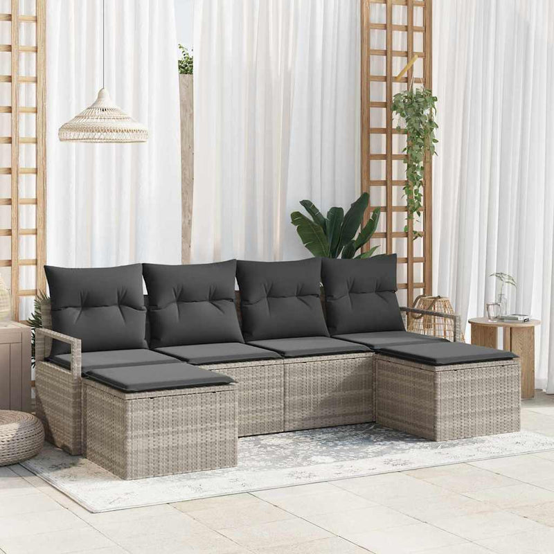 Set de canapea 6 buc. Gri deschis poliratan