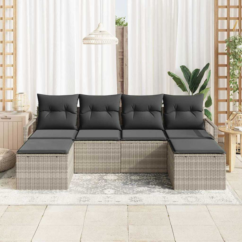Set de canapea 6 buc. Gri deschis poliratan