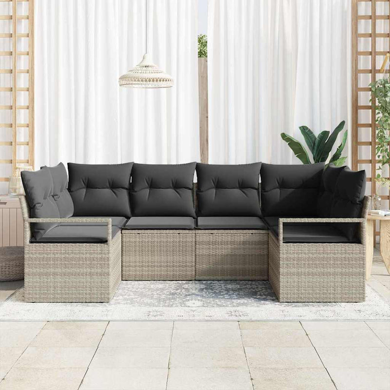 Set de canapea 6 buc. Gri deschis poliratan