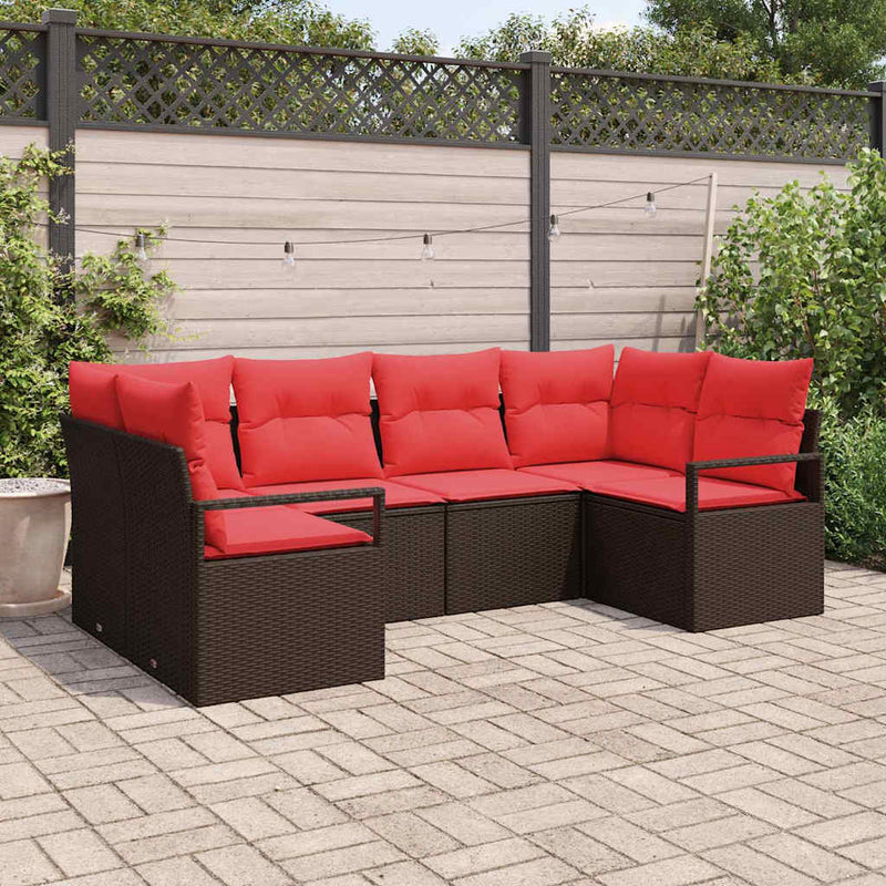 Set de canapea 6 buc. Maro [Sintetic]: Poli Rattan
