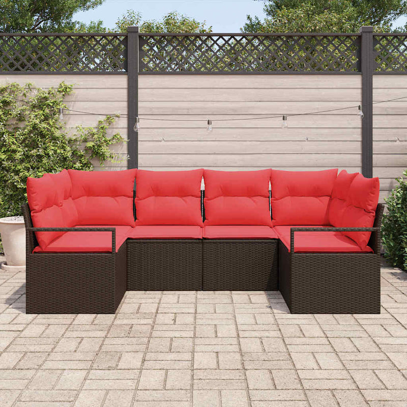 Set de canapea 6 buc. Maro [Sintetic]: Poli Rattan
