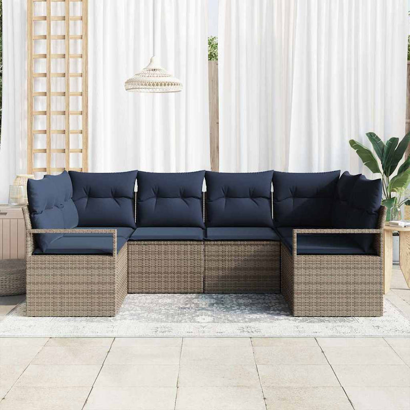 Set de canapea 6 buc. Gri [Sintetic]: Poli Rattan