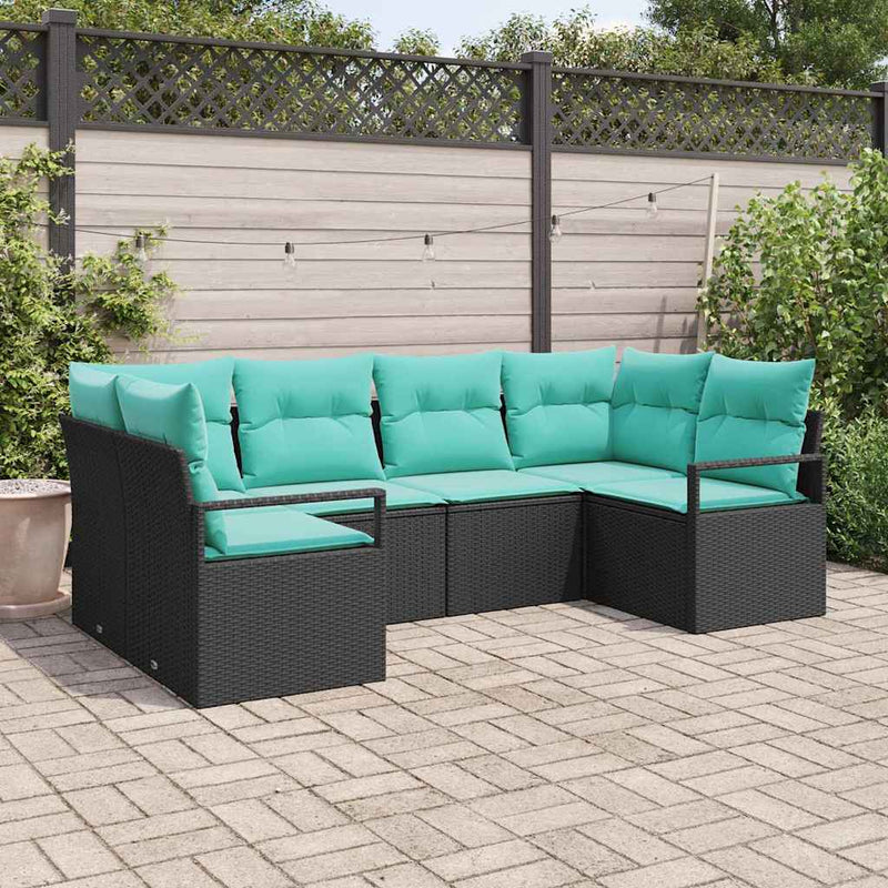 Set de canapea 6 buc. Negru [Sintetic]: Poli Rattan