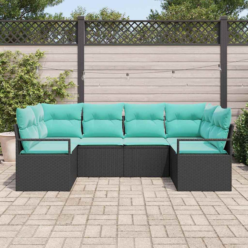 Set de canapea 6 buc. Negru [Sintetic]: Poli Rattan