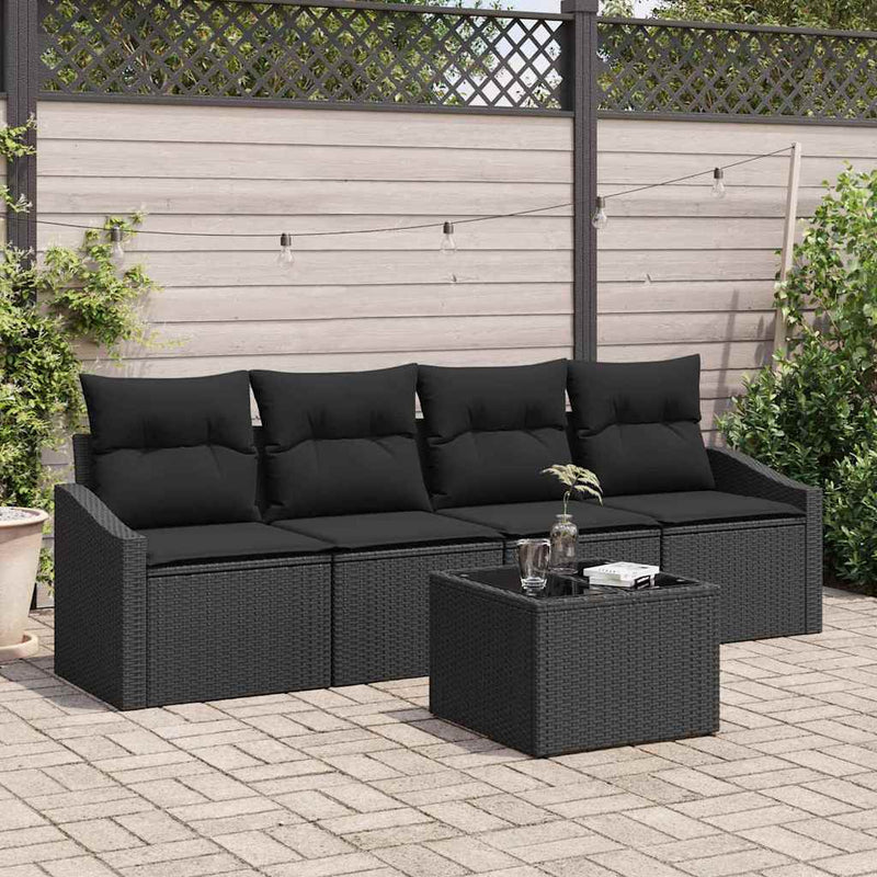 Set de canapea 5 buc. Negru poliratan