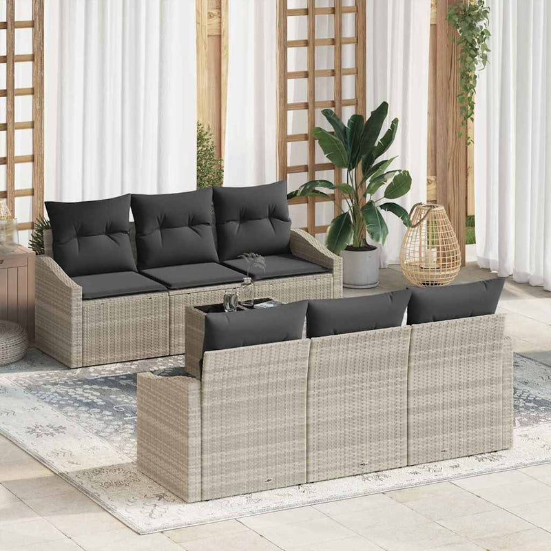 Set de canapea 7 buc. Gri deschis poliratan