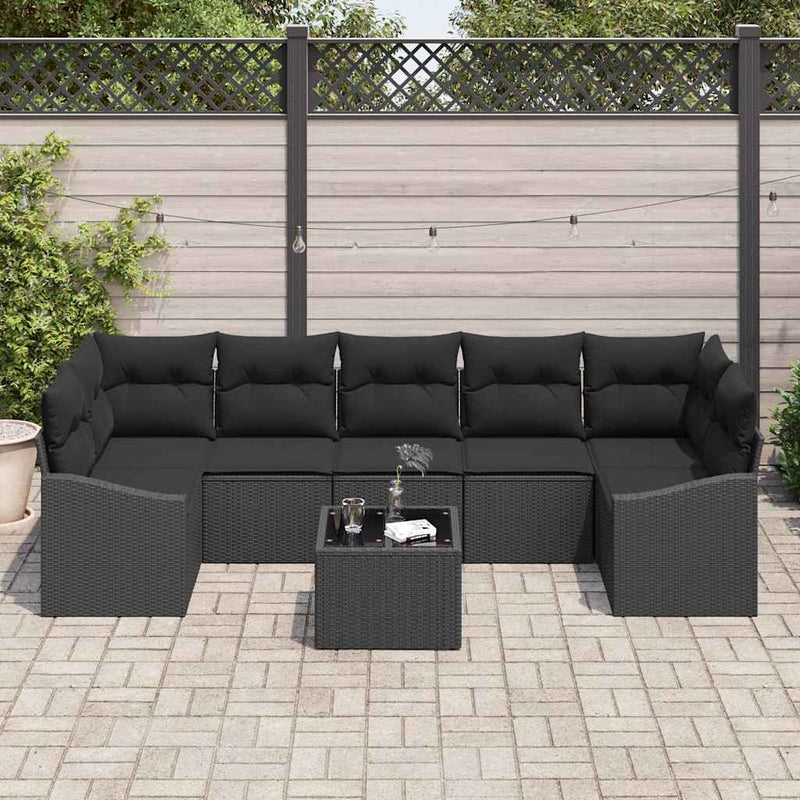 Set de canapea cu pernă Manual Negru 55 x 55 x 37 cm poliratan