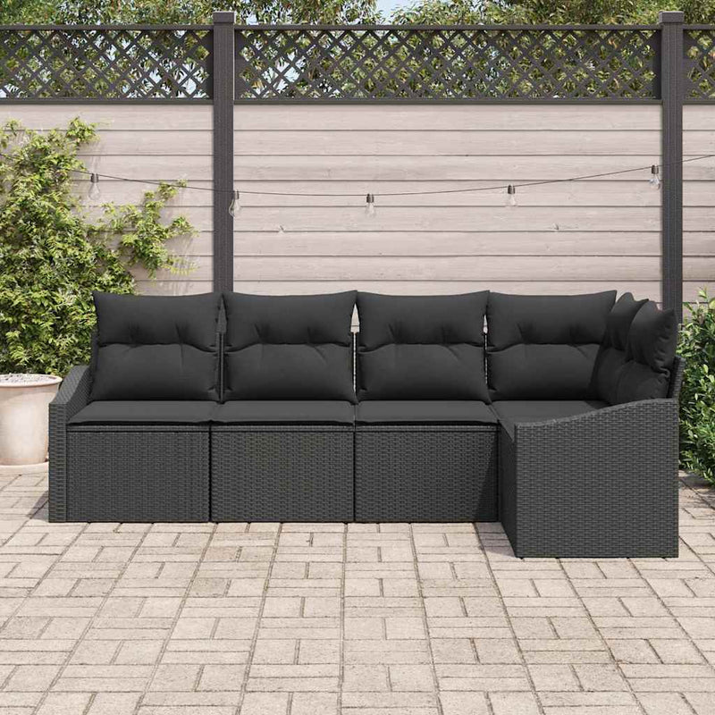 Set de canapea 5 buc. Negru poliratan