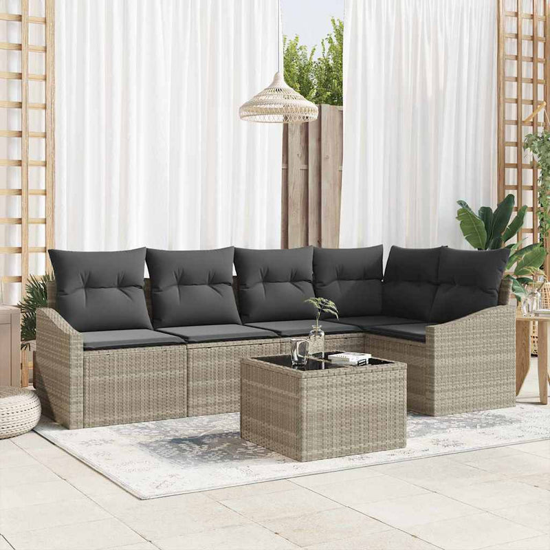 Set de canapea 6 buc. Gri deschis poliratan