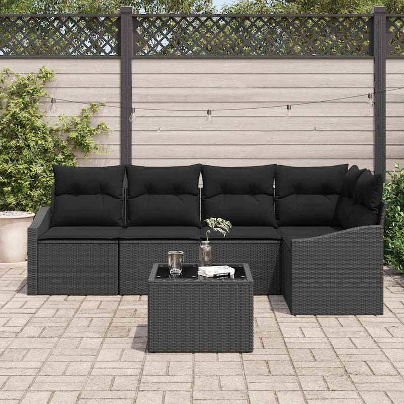 Set de canapea 6 buc. Negru poliratan