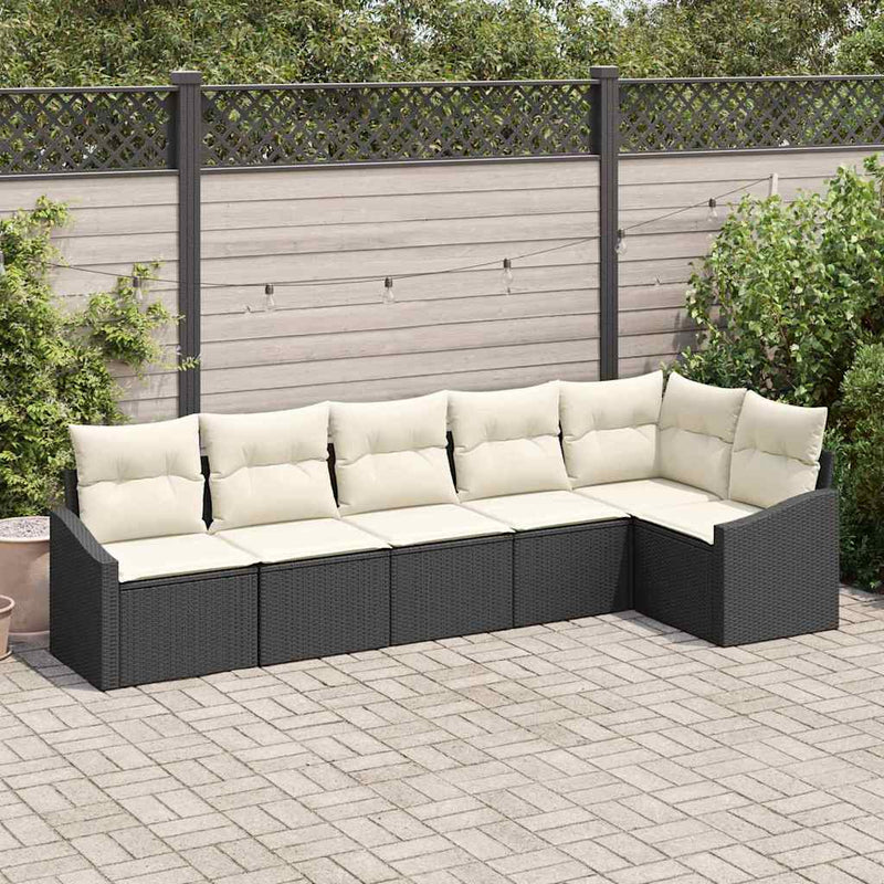 Set de canapea 6 buc. Negru poliratan