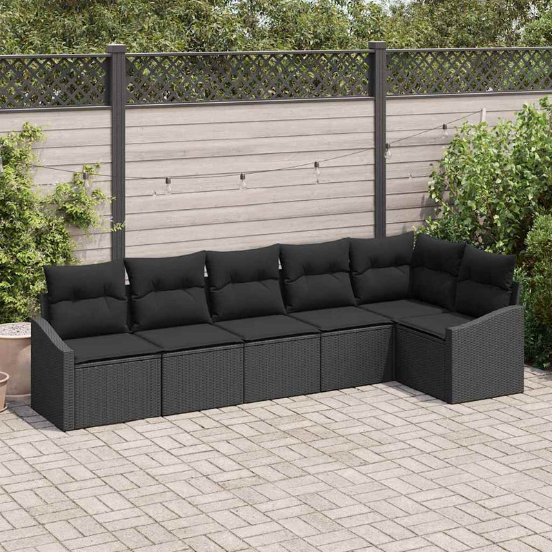 Set de canapea 6 buc. Negru poliratan
