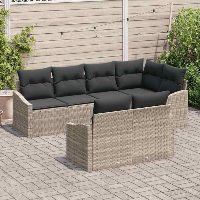 Set de canapea 7 buc. Gri deschis poliratan