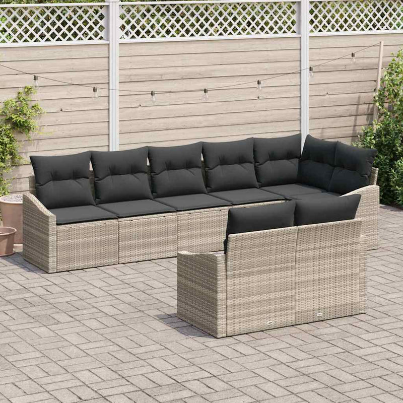 Set de canapea 8 buc. Gri deschis poliratan