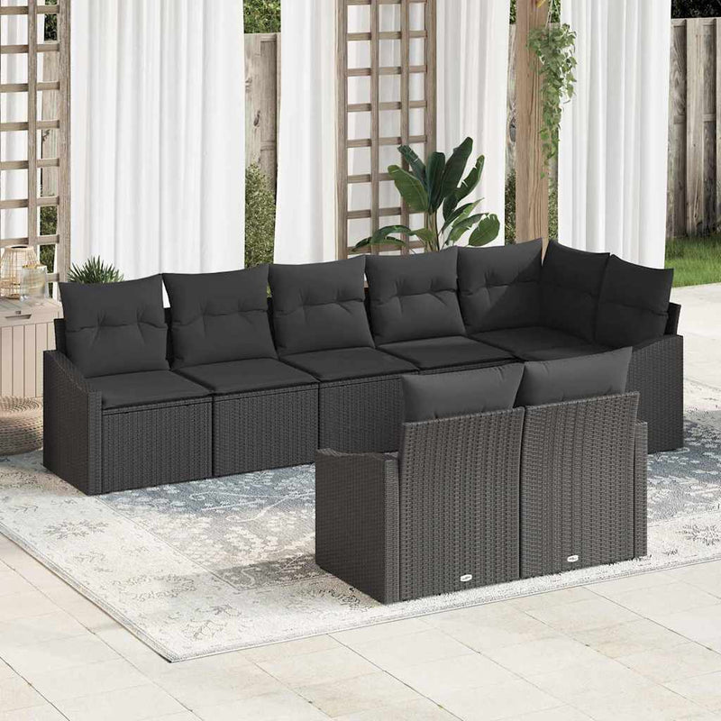 Set de canapea 8 buc. Negru poliratan