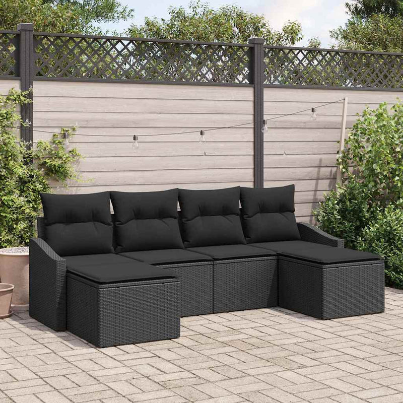 Set de canapea 6 buc. Negru poliratan
