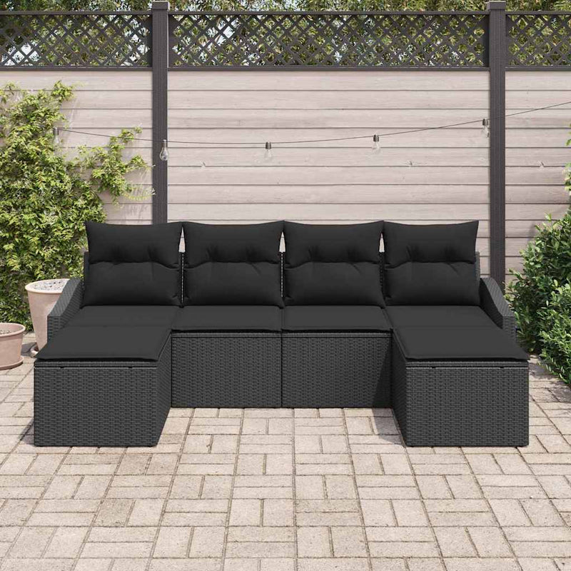 Set de canapea 6 buc. Negru poliratan
