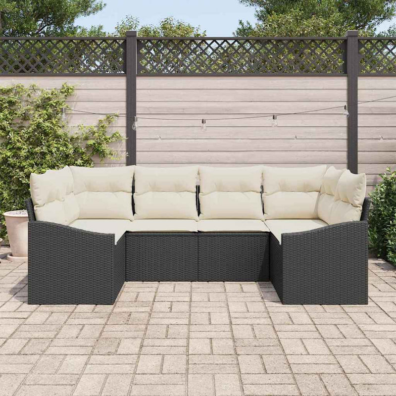 Set de canapea 6 buc. Negru poliratan