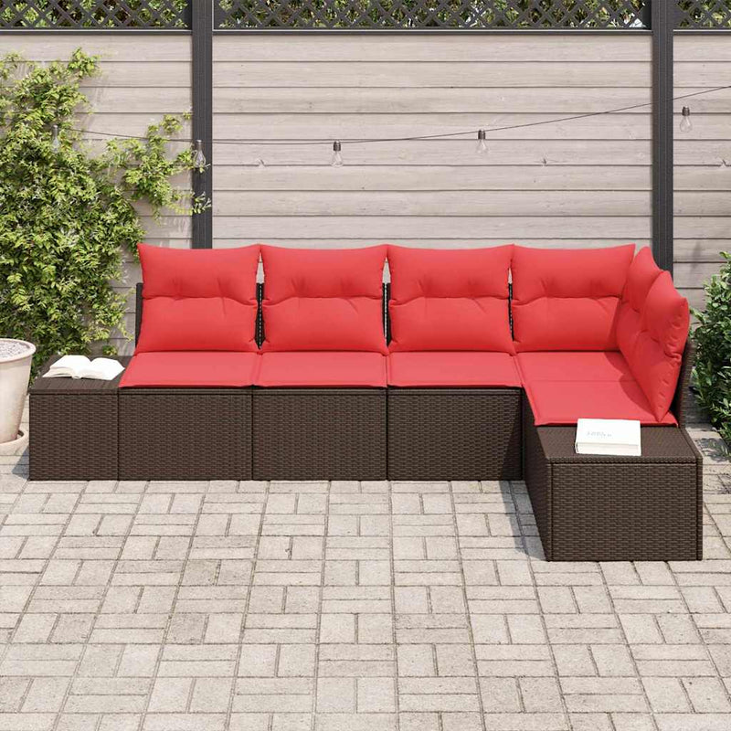 Set de canapele pentru grădină 5 buc. Maro poliratan