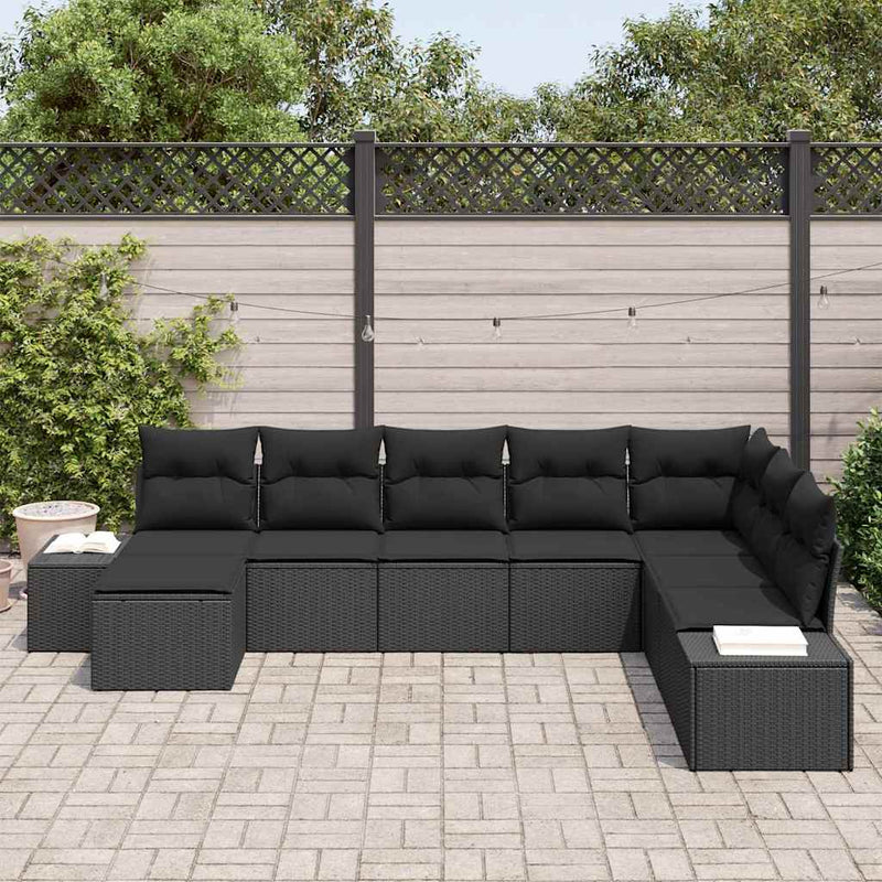 Set de canapele pentru grădină 8 buc. Negru poliratan