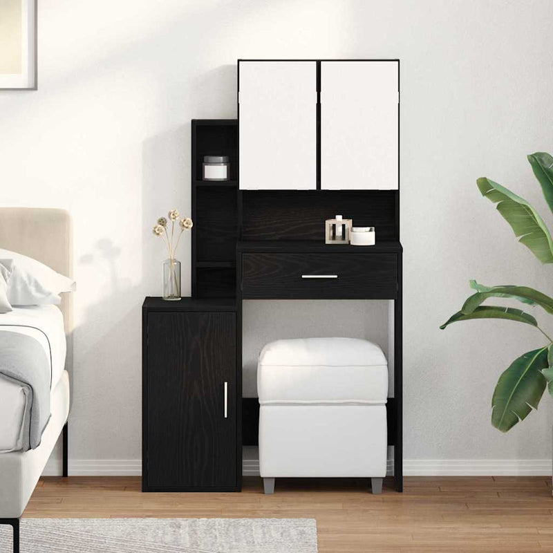 Masă de Machiaj Stejar Negru 80 x 35 x 132 cm Lemn prelucrat