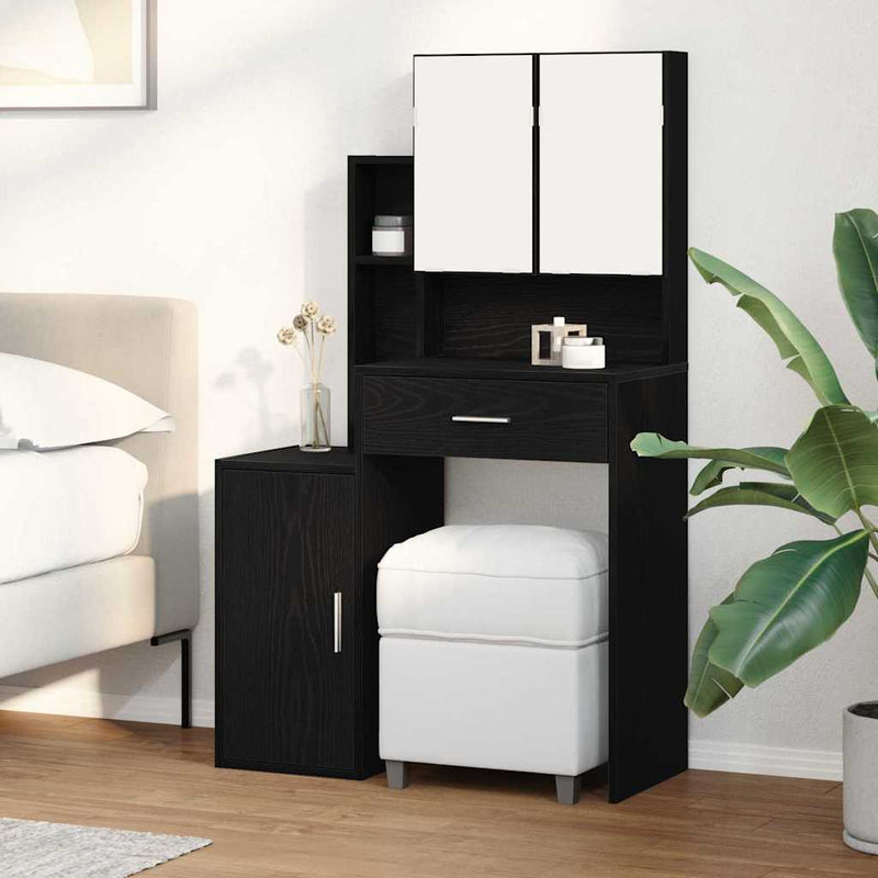 Masă de Machiaj Stejar Negru 80 x 35 x 132 cm Lemn prelucrat