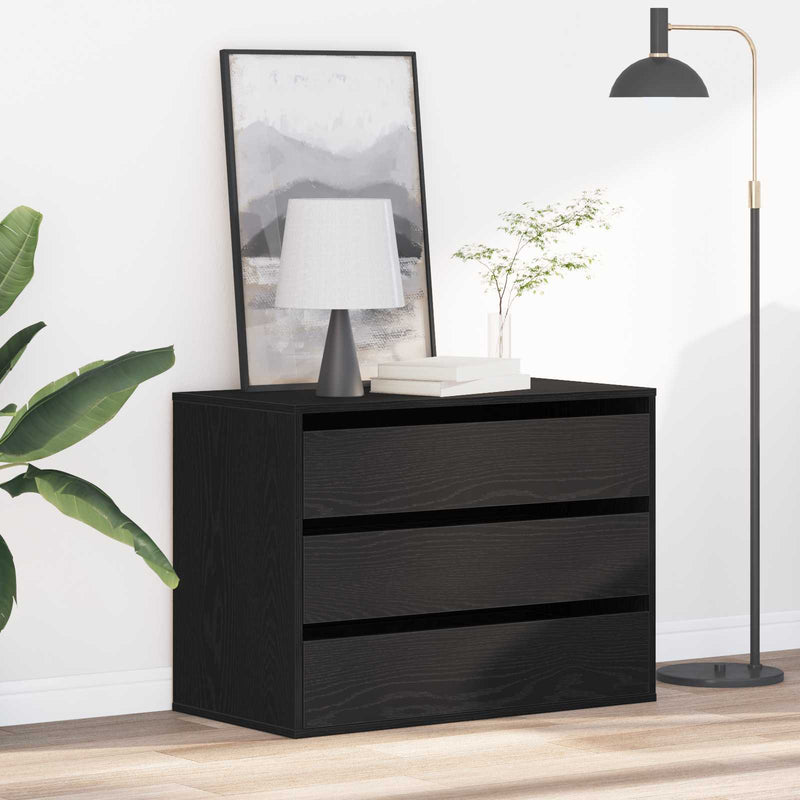 Dulap cu sertare 3-Drawer Negru 80 x 41 x 58 cm Lemn prelucrat