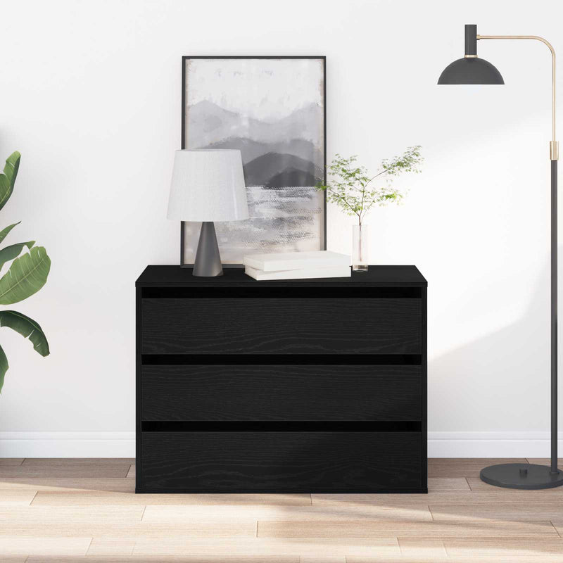 Dulap cu sertare 3-Drawer Negru 80 x 41 x 58 cm Lemn prelucrat