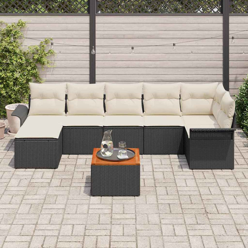 Set de canapele pentru grădină 8 buc. Negru poliratan