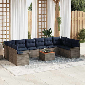 Set de canapele pentru grădină 11 buc. Gri poliratan