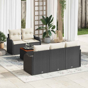 Set de canapele pentru grădină 6 buc. Negru poliratan