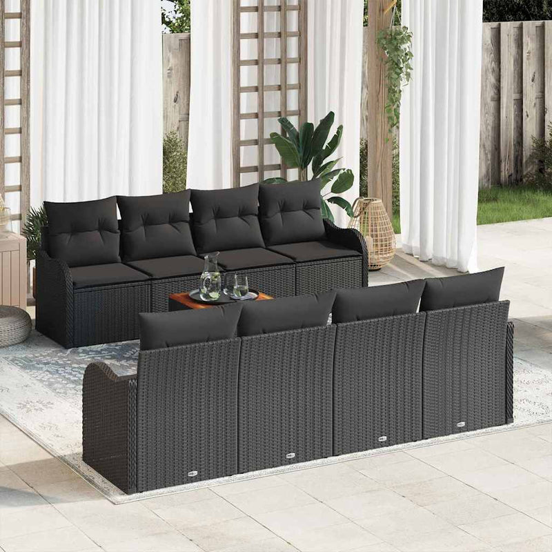 Set de canapele pentru grădină 9 buc. Negru poliratan