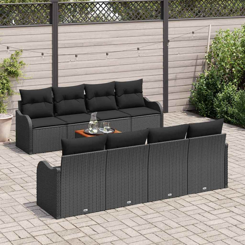 Set de canapele pentru grădină 9 buc. Negru poliratan