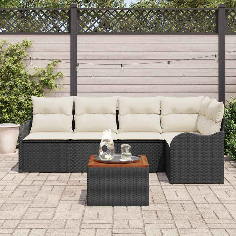 Set de canapele pentru grădină 6 buc. Negru poliratan