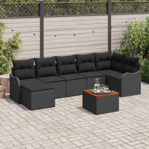 Set de canapele pentru grădină 8 buc. Negru poliratan