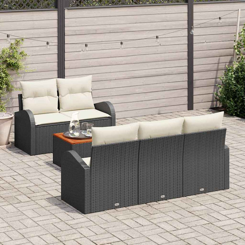 Set de canapele pentru grădină 6 buc. Negru poliratan