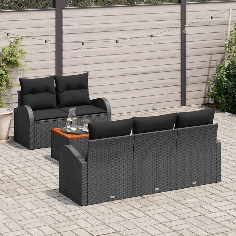 Set de canapele pentru grădină 6 buc. Negru poliratan