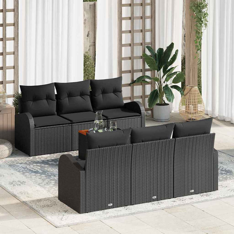 Set de canapele pentru grădină 7 buc. Negru poliratan